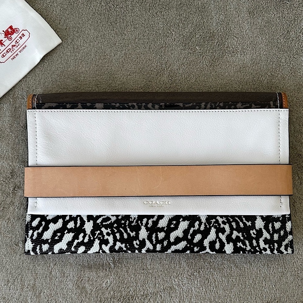 Coach Bleecker Color Block Leather/ Mix Media Clutch Bag